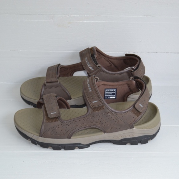 Skechers Tresmen Garo Brown Sandals Men's 13 Slip Ins Hook And Loop Shoes - Picture 1 of 7